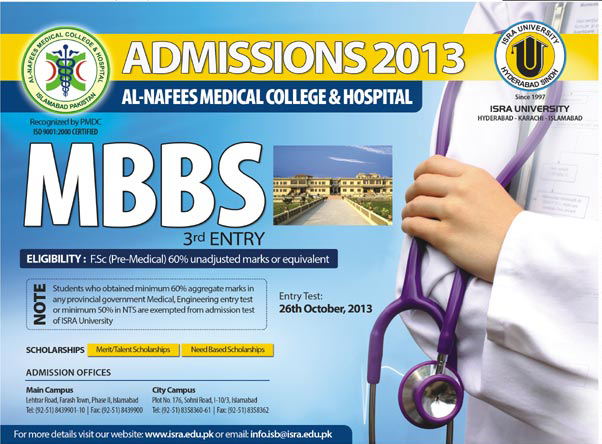 Al Nafees Medical College and Hospital Admission Notice 2013 1