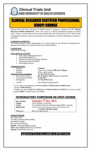 Dow University of Health Sciences Clinical Trials Unit Admission Notice 2013