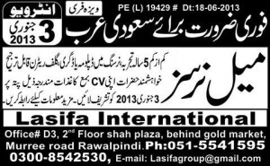 Male Nurse Jobs in Saudi Arabia 2013