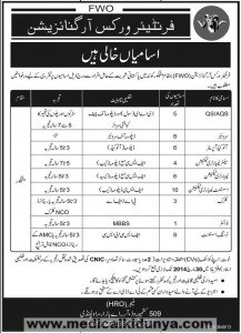 Senior Lab Technician, Lab Assistant, Assistant Lab Technician, Doctor, Nursing Assistant Jobs in Frontiers Works Organization Rawalpindi