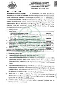 Eligibility Criteria for Postgraduate Training in Punjab Announced